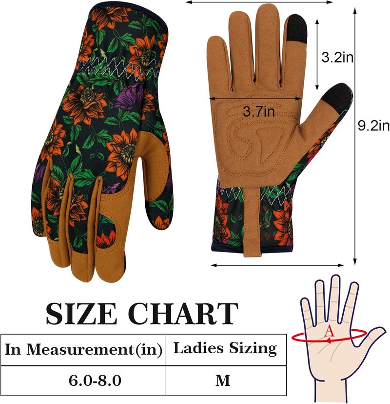 MERTURN Store Leather Gardening Gloves for Women Thorn Proof Garden Gloves Touch Screen Working Gloves Gifts,M - Image 3